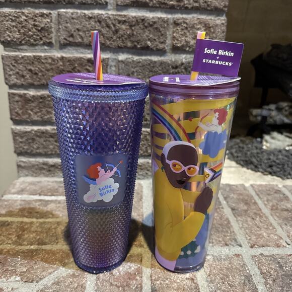 2 NEW Starbucks Sofie Birkin 2024 "Pride Month Tumblers Rainbow And Patterned - Picture 1 of 10